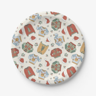 Assiettes En Carton Chandails de Noël et Motif Casquette