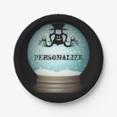 Assiettes En Carton Chandelier de chute de chat noir automne neige glo (Devant)