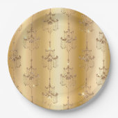 Assiettes En Carton Chandeliers de Parties scintillant en or (Devant)