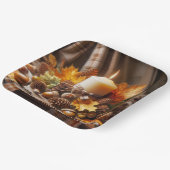 Assiettes En Carton Chandelle d'automne avec des cornes et du ruban (Angulaire)