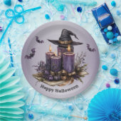 Assiettes En Carton Chandelles violettes d'Halloween chauves-souris Éf (Fête)