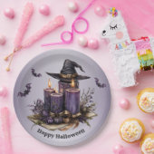 Assiettes En Carton Chandelles violettes d'Halloween chauves-souris Éf (Fête)