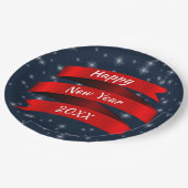 Assiettes En Carton Changer l'année Texte Bonne année 20xx Ruban rouge (Angle)