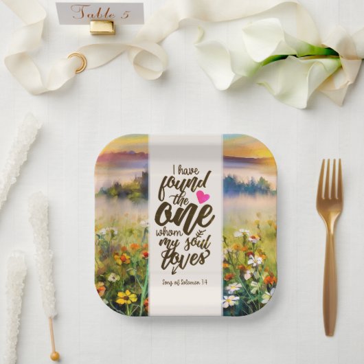 Assiettes En Carton Chanson de Salomon 3:4 J'ai trouvé la Bible unique (Mariage)