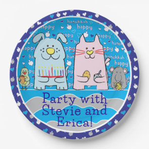 Assiettes En Carton Chanukah souris et amis