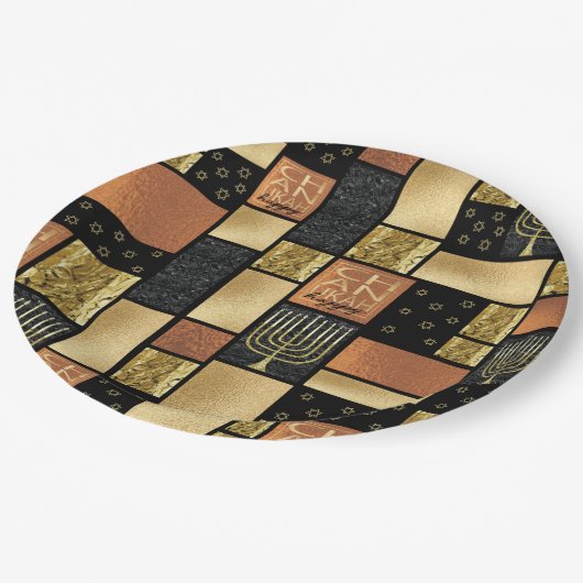 Assiettes En Carton Chanukah Sparkly Tiles (Angle)