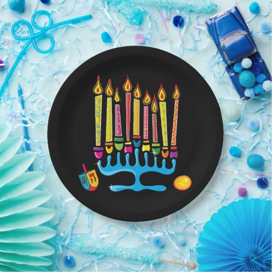 Assiettes En Carton Chanukkah, Hanoukka Menorah Plaque papier (Fête)