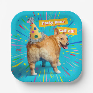 Assiettes En Carton Chapeau d'anniversaire pour derrière de Corgi