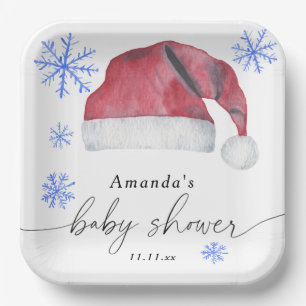 Assiettes En Carton Chapeau de Père Noël - Baby shower