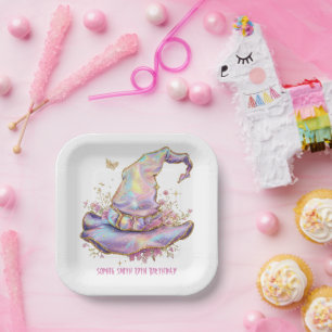 Assiettes En Carton Chapeau de Sorcière Iridescent Anniversaire