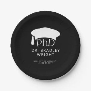 Assiettes En Carton Chapeau doctoral personnalisé de doctorat pour la