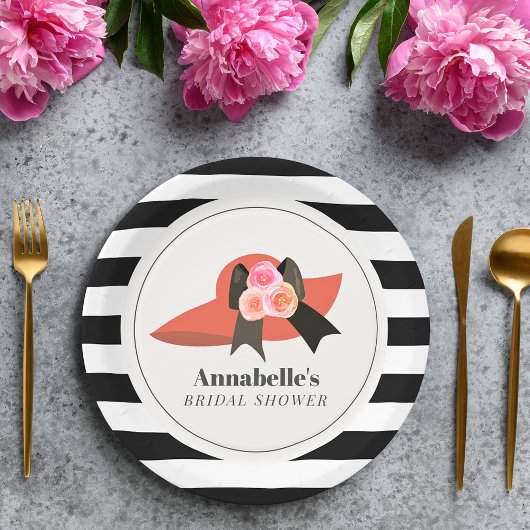 Assiettes En Carton Chapeau Rouge de Style Derby Rose Fête de Mariage