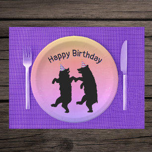 Assiettes En Carton Chapeaux de fête d'anniversaire de ours noirs dans