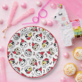 Assiettes En Carton Chapeaux de Père Noël pour chats Têtes de chatons  (Fête)