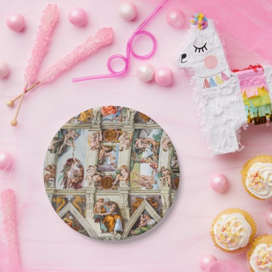 Assiettes En Carton Chapelle Sixtine Michelangelo - Vatican, Rome, Ita (Fête)