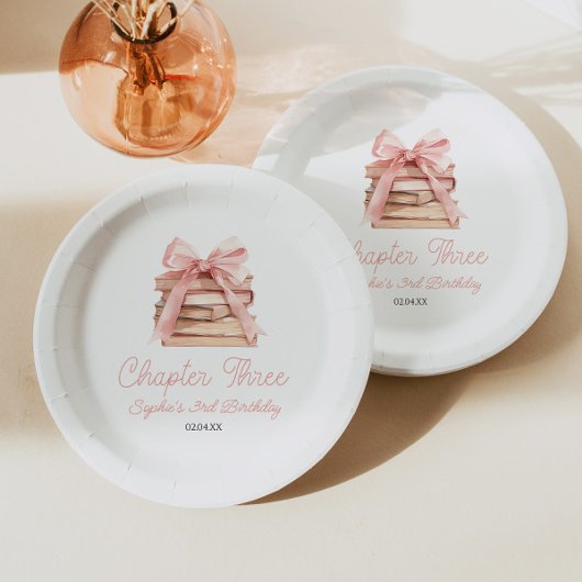 Assiettes En Carton Chapter Three Pink Bow Books 3rd Birthday Party