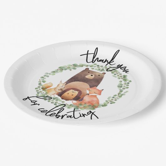 Assiettes En Carton CHAQUE Baby shower boisé|Aquarelle|forêt (Angle)