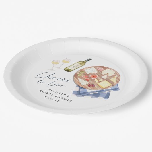 Assiettes En Carton Charcuterie Board Vin & Fromage Cheers à l'amour (Angle)