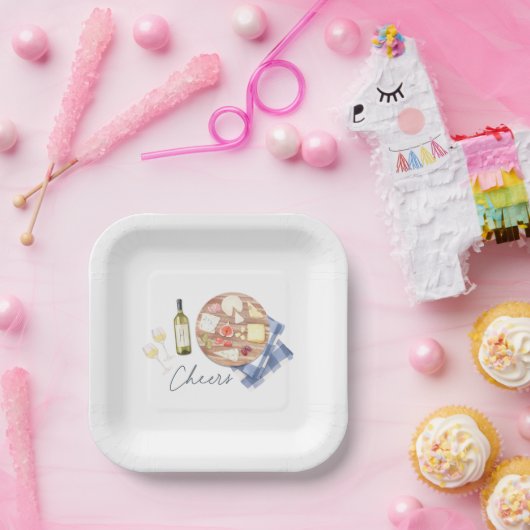 Assiettes En Carton Charcuterie Commission Vins et Fromages Monogramme (Fête)