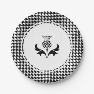 Assiettes En Carton Chardon écossais et Houndstooth
