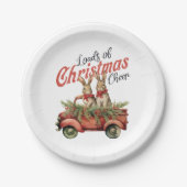 Assiettes En Carton Charges de lapins de Noël en Camion Rouge (Devant)