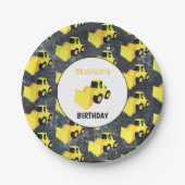 Assiettes En Carton Chargeur frontal Construction Camion Anniversaire (Devant)