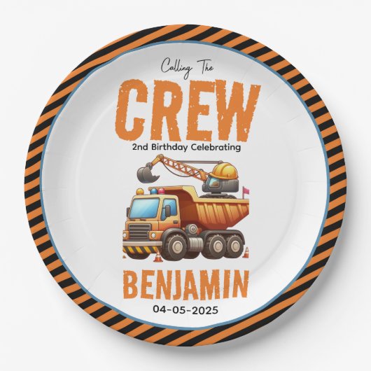 Assiettes En Carton Chariot Camion de l'équipage de construction 2e an (Devant)