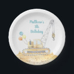 Assiettes En Carton Chariot de canalisation de construction Anniversai<br><div class="desc">Ce design adorable présente des camions de construction aquarelle et des ballons colorés.</div>