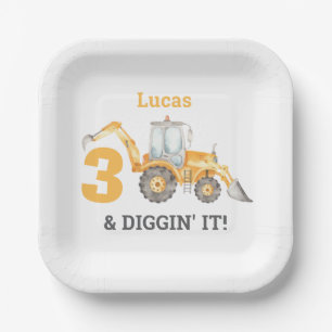 Assiettes En Carton Chariot de construction Anniversaire Plaque papier