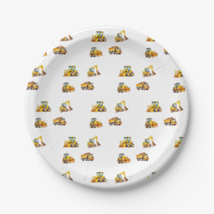 Assiettes En Carton Chariot de construction Plaques de papier d'annive