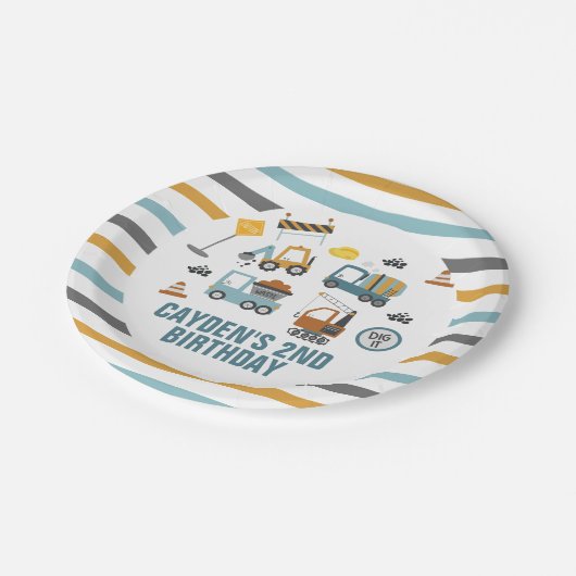 Assiettes En Carton Chariot de construction Plaques de papier d'annive (Angle)