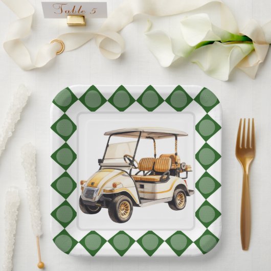 Assiettes En Carton Chariot de golf (Mariage)