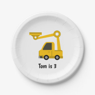 Assiettes En Carton Chariot de grue de construction Anniversaire perso
