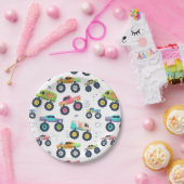 Assiettes En Carton Chariot Monster couleur d'aquarelle moderne (Fête)