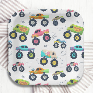 Assiettes En Carton Chariot Monster couleur d'aquarelle moderne