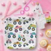 Assiettes En Carton Chariot Monster couleur d'aquarelle moderne (Fête)