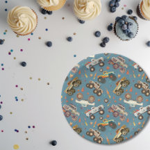 Chariot Monster moderne Anniversaire bleu