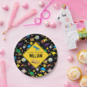 Assiettes En Carton Chariots de construction Dinosaures dans l'espace  (Fête)