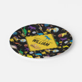 Assiettes En Carton Chariots de construction Dinosaures dans l'espace  (Angle)