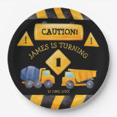 Assiettes En Carton Chariots de construction fête d'anniversaire (Devant)