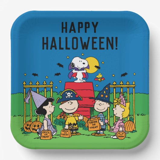 Assiettes En Carton Charlie Brown et le parti Gang Halloween (Recto)