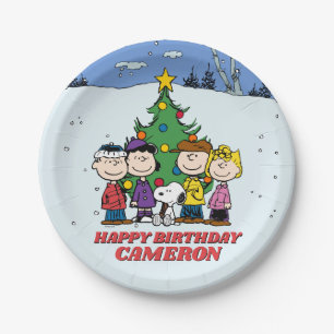 Assiettes En Carton Charlie Brown et ses amis Anniversaire d'hiver