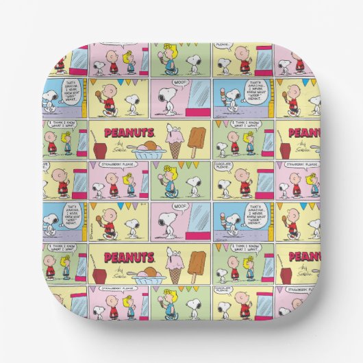Assiettes En Carton Charlie Brown, Snoopy & Sally | Crème glacée (Recto)