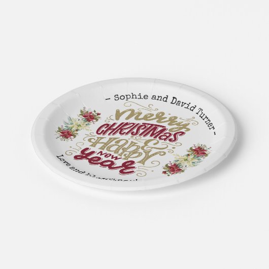 Assiettes En Carton Charm Joyeux Noël Joyeux Nouvel An Typographie (Angle)