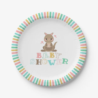 Assiettes En Carton Charmant Baby shower de Kangaroo
