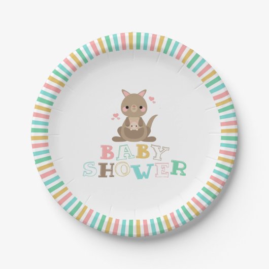 Assiettes En Carton Charmant Baby shower de Kangaroo (Devant)