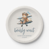 Assiettes En Carton Charmant Baby shower Garçon Bleu Teddy (Devant)