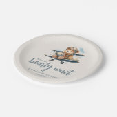 Assiettes En Carton Charmant Baby shower Garçon Bleu Teddy (Angle)