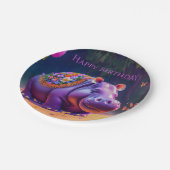 Assiettes En Carton Charmant hippotame pour son anniversaire (Angle)
