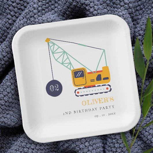 Assiettes En Carton Charmant véhicule de grue de construction n'import